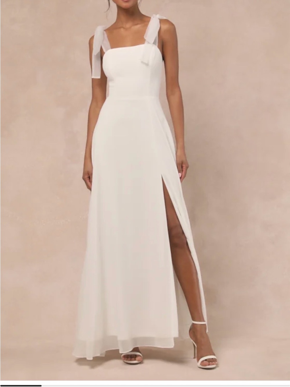 Lulus bridal Radiant Romance White Tie-Strap maxi Dress